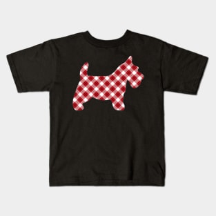 Diagonal Plaid Scotty Dog Kids T-Shirt